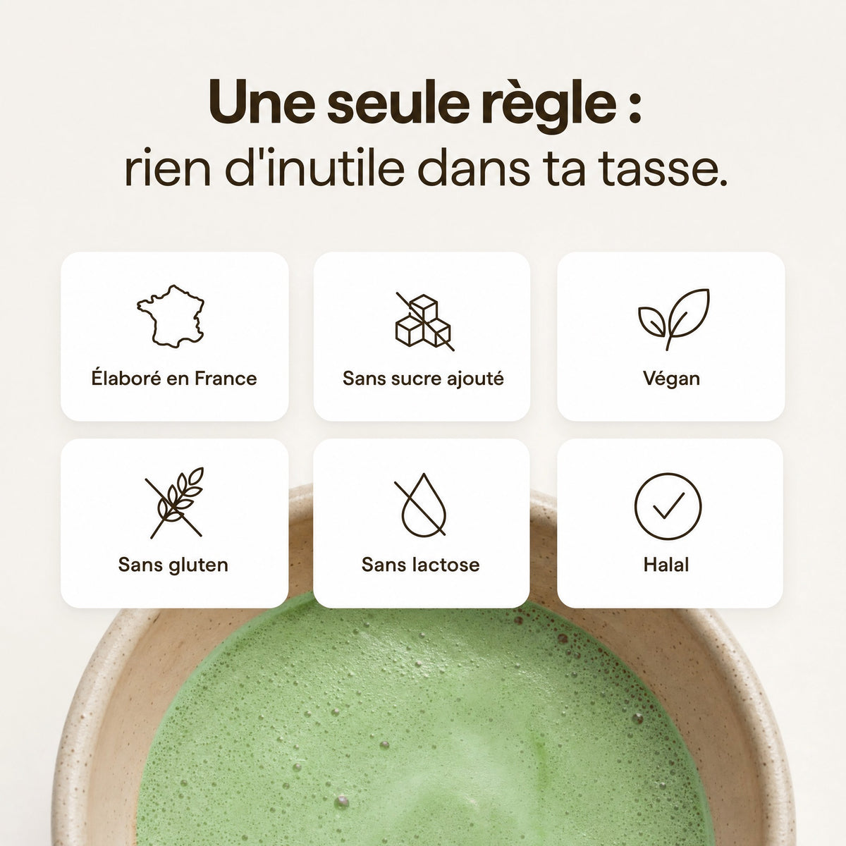 Mushee Matcha : élaboré en France, sans sucre ajouté, végan, sans gluten, sans lactose, halal